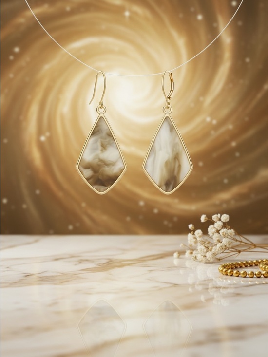 Hypoallergenic Reversible Marble Tear Drop Earrings #6 - Picture 5 of 6